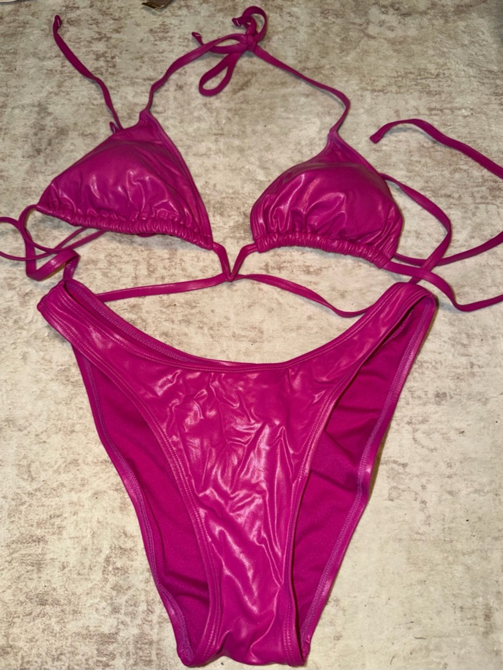 wild fable Hot Pink Shiny String Bikini Set
